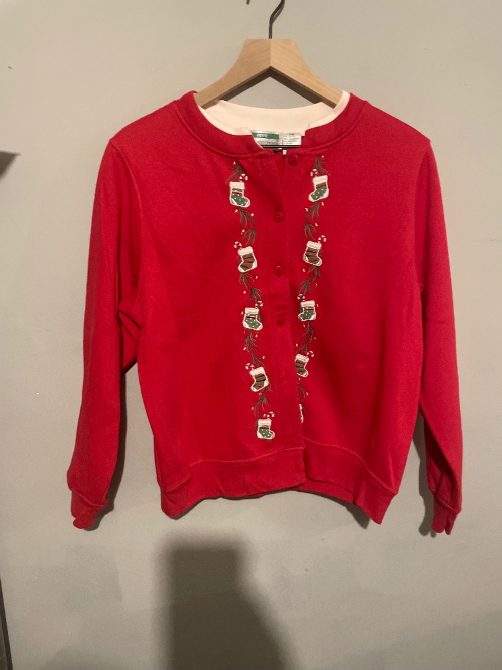 Petite Shenanigan women’s size pm button up Christmas cardigan